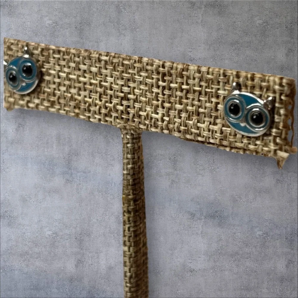 Cute Turquoise colored Owl Head Stud Earrings BUY 2 GET 1 FREE!!